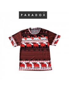 เสื้อเด็กเล็กคอกลม คอกลม สีพื้นขาวควายส้ม ลายควายวิถีไทย