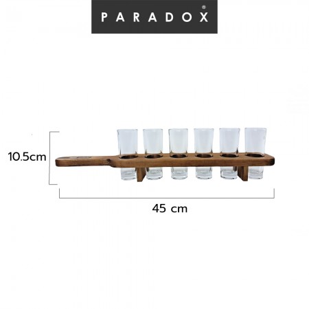 ชุดเซตแก้วชอร์ตทรงสูง 6 ใบ พร้อมที่วางไม้ 